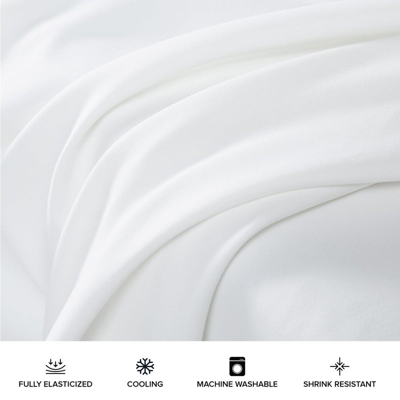 UGG 13579 Alahna Cali King Bed Sheets and Pillowcases 4-Piece Set Luxury Machine Washable Deep Pockets Wrinkle-Resistant Breathable Cozy Comfort Silky Cooling Sheets  California King  White - Image 4