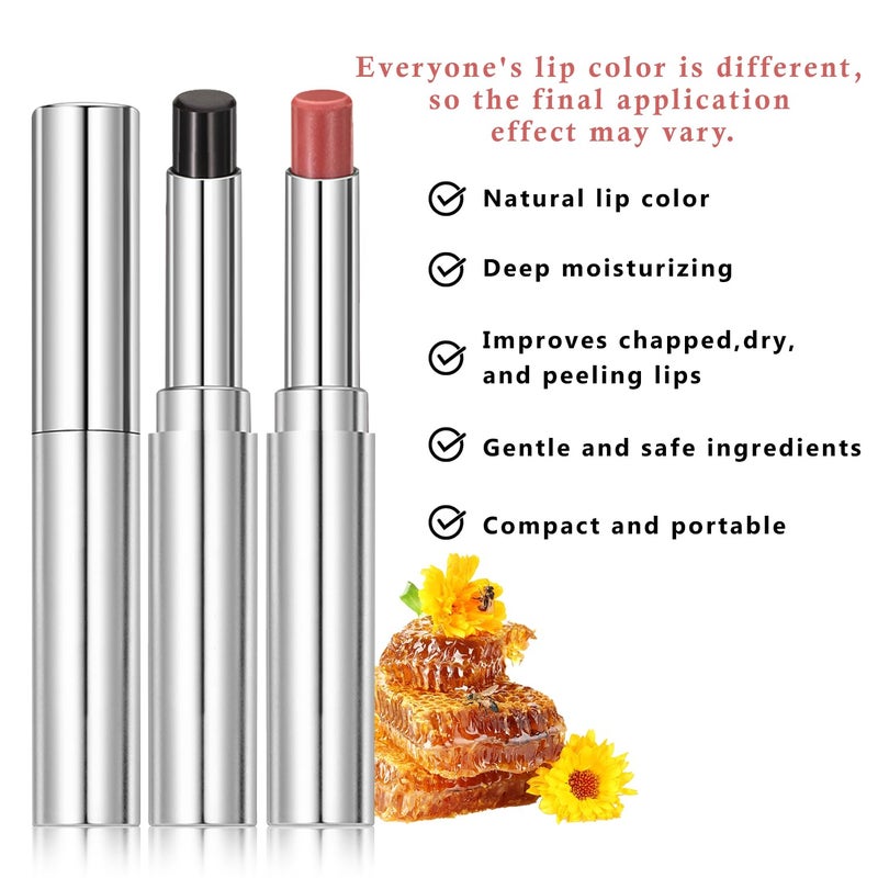 IFVGFB 2PCS Honeynoir-Pink Honey Lipstick, Moisturizing Lip Color, Nourishing Lip Balm, Honey Noir Lipstick Suitable for All Skin Tones, Natural Lip Care, Long-Lasting Moisturization Non-Sticky - Image 2