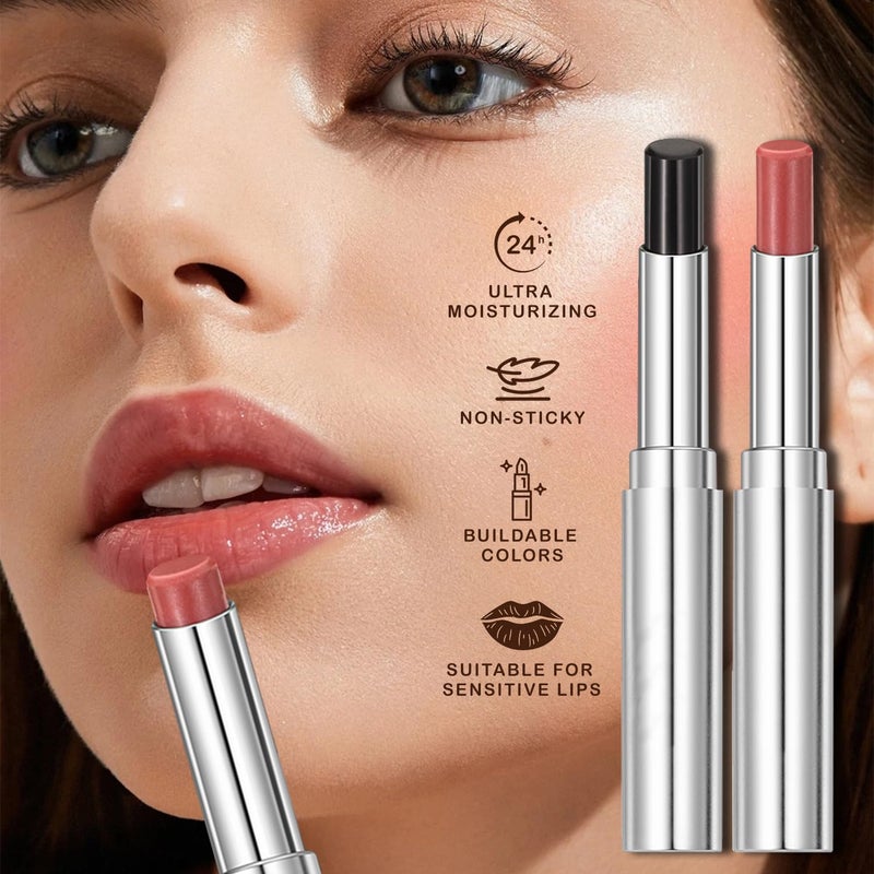 IFVGFB 2PCS Honeynoir-Pink Honey Lipstick, Moisturizing Lip Color, Nourishing Lip Balm, Honey Noir Lipstick Suitable for All Skin Tones, Natural Lip Care, Long-Lasting Moisturization Non-Sticky - Image 3