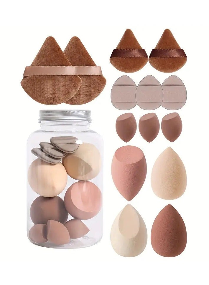 Heyla Makeup Egg Set Mini Triangle Finger Powder Puff Plush Air Cushion Makeup Egg Sponge Egg Makeup Egg (Grey) - Image 1