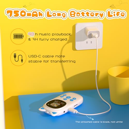 Oilsky MP3 Player for Kids, 32GB Bluetooth 5.0 Kids Mp3 Player, Child Music Player with FM Radio, Speaker, Voice Recorder, Expandable up to 128GB, Lanyard Headphone Included - Image 4