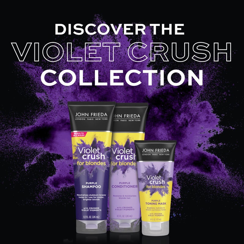 John Frieda Violet Crush Purple Conditioner, Purple Conditioner for Blonde Hair, Crushed Violet Pigments Neutralize Brassy Tones for Cooler, Brighter Blonde, 16 FL OZ (475ml) - Image 3