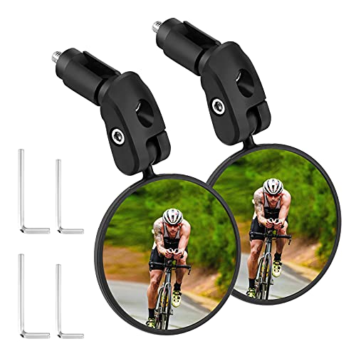 Accmor 2pcs Bike Mirror, Bar End Bicycle Riding Rearview Mirrors for Handlebars, Adjustable 360 Degree Rotatable Convex Mirror for Mountain Road Bikes - Image 1