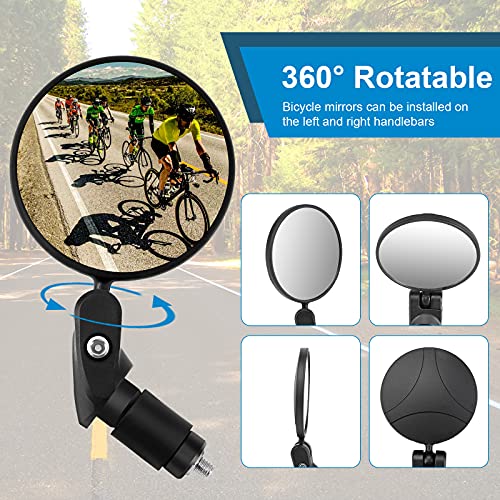 Accmor 2pcs Bike Mirror, Bar End Bicycle Riding Rearview Mirrors for Handlebars, Adjustable 360 Degree Rotatable Convex Mirror for Mountain Road Bikes - Image 4