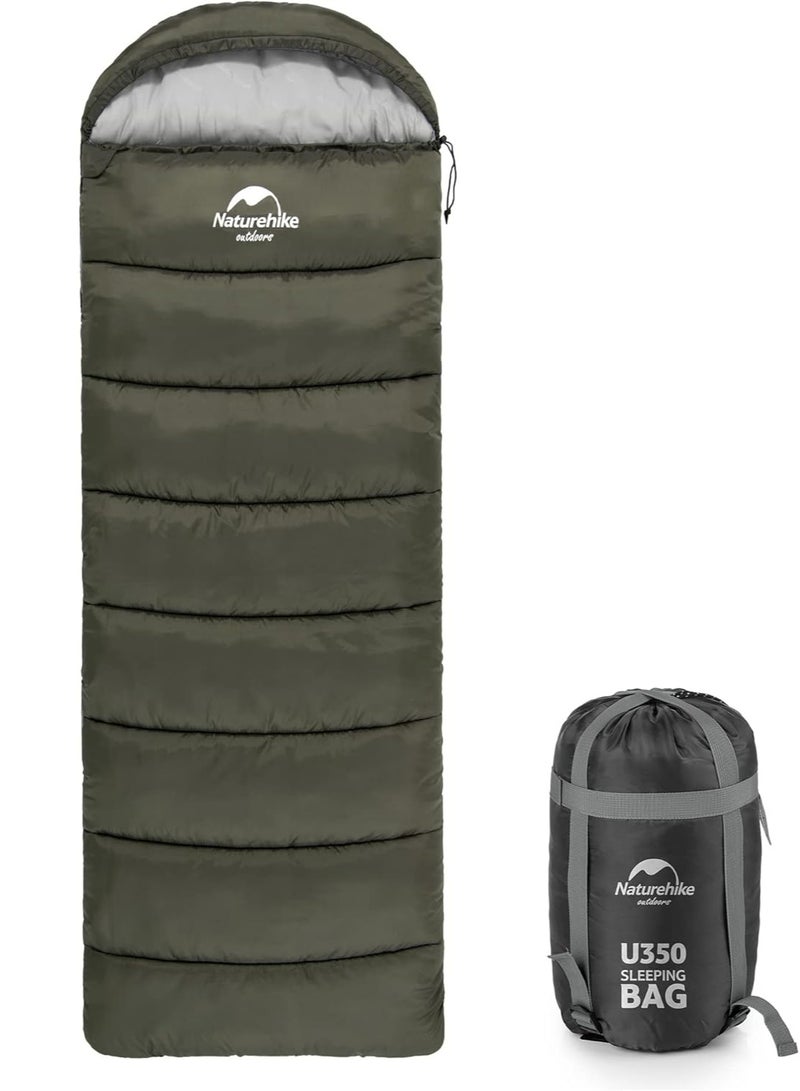Naturehike U Series Envelope Sleeping Bag with Hood – Lightweight & Compact for Camping, Hiking & Backpacking – Army Green, U350  - Image 1