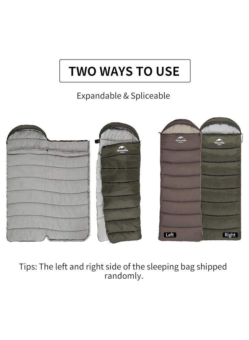 Naturehike U Series Envelope Sleeping Bag with Hood – Lightweight & Compact for Camping, Hiking & Backpacking – Army Green, U350  - Image 3