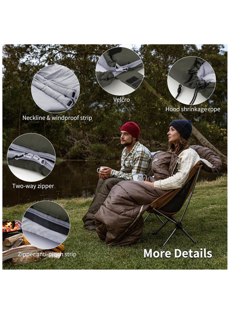 Naturehike U Series Envelope Sleeping Bag with Hood – Lightweight & Compact for Camping, Hiking & Backpacking – Army Green, U350  - Image 5
