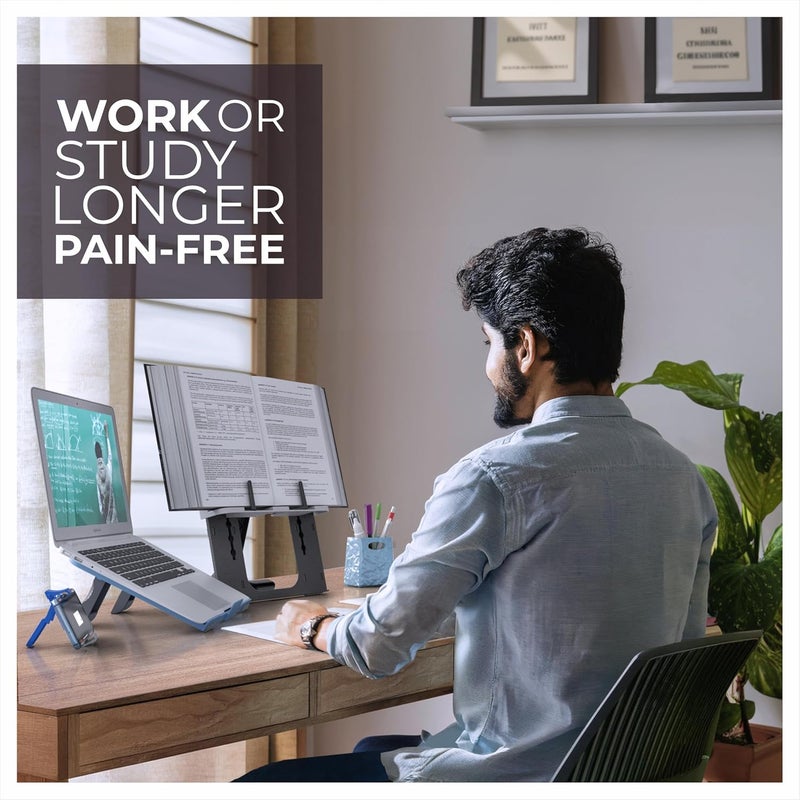 EasyRead Plus & Laptop Combo | Adjustable Height Reading Stand & Ergonomic Laptop Stand | Multi-Angle Viewing | Perfect for Study, Work, & Home Office | Ideal for Competitive Exam Preparation - Image 4
