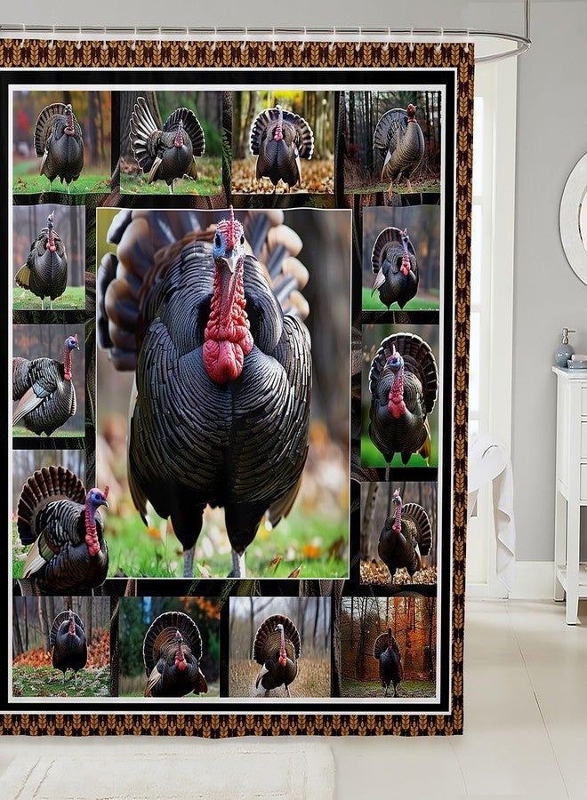 Erosebridal ستارة حمام من Erosebridal بتصميم ديك رومي، 72 بوصة عرض × 72 بوصة طول، مجموعة ستائر حمام بتصميم طيور الدراج البرية، ستارة حمام من قماش صيد الديك الرومي، خرطوم مزرعة، ستارة حمام دجاج وطيور للبالغين من الرجال والنساء - Image 4