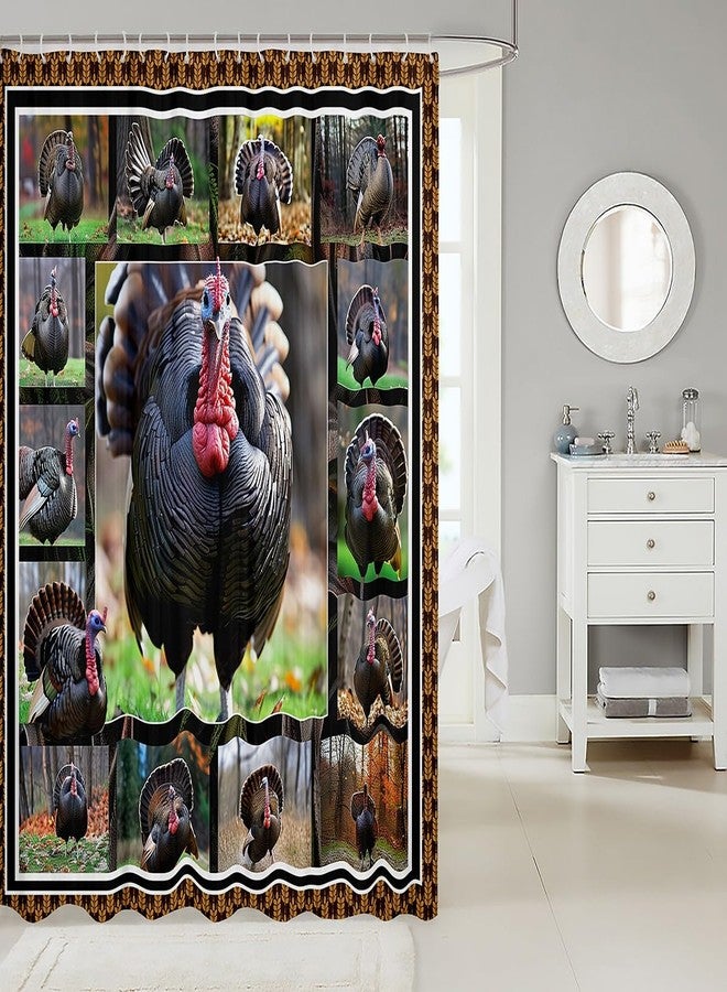 Erosebridal ستارة حمام من Erosebridal بتصميم ديك رومي، 72 بوصة عرض × 72 بوصة طول، مجموعة ستائر حمام بتصميم طيور الدراج البرية، ستارة حمام من قماش صيد الديك الرومي، خرطوم مزرعة، ستارة حمام دجاج وطيور للبالغين من الرجال والنساء - Image 2