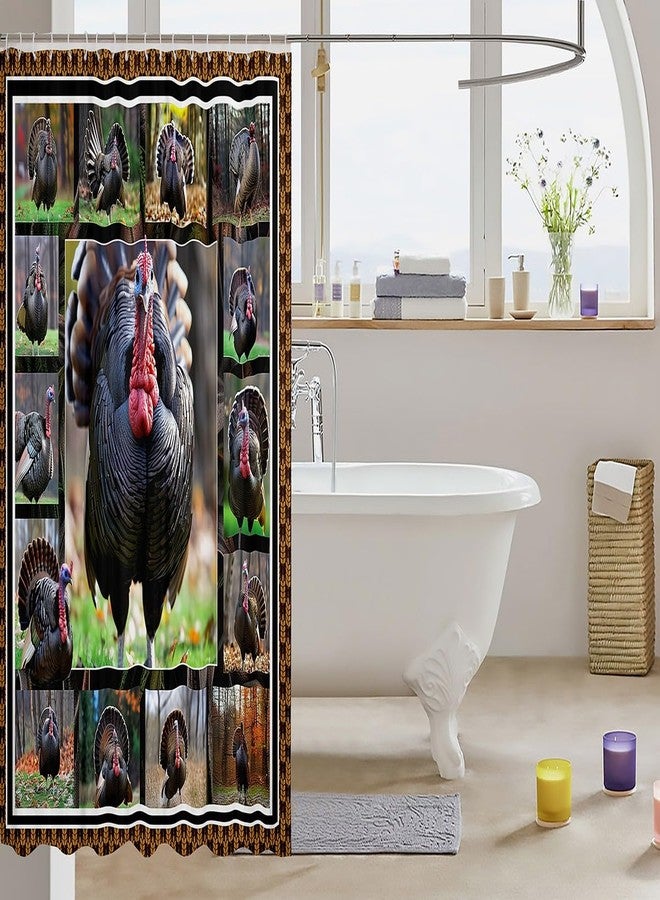 Erosebridal ستارة حمام من Erosebridal بتصميم ديك رومي، 72 بوصة عرض × 72 بوصة طول، مجموعة ستائر حمام بتصميم طيور الدراج البرية، ستارة حمام من قماش صيد الديك الرومي، خرطوم مزرعة، ستارة حمام دجاج وطيور للبالغين من الرجال والنساء - Image 3