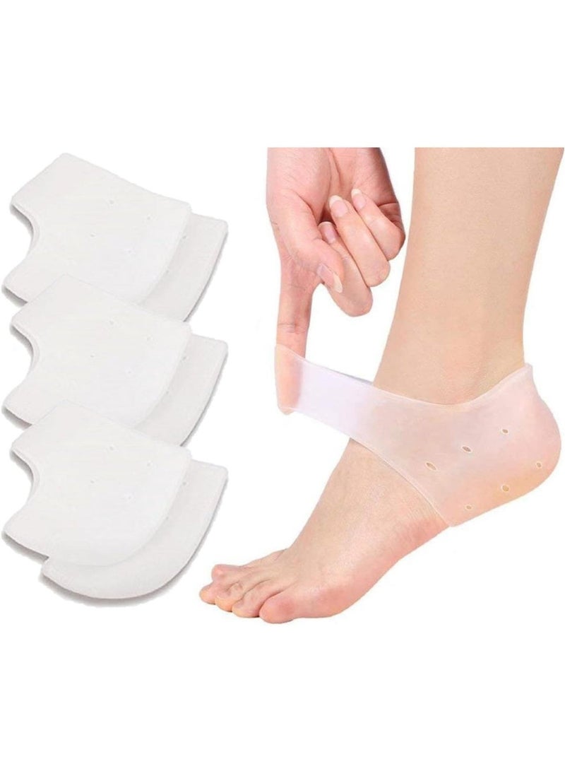 LuckSa 3 Pairs Gel Heel Protectors, Blister Prevention Heel Sleeves, Silicone Heel Cups & Ankle Protectors for Heel Pain and Cracked Heels Relief for Men and Women - Image 1