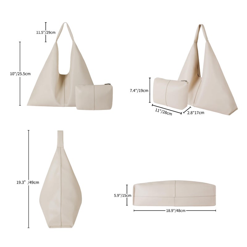 YLYYHH Leather Tote Bag, Oversized Hobo Bags, Large Tote Bag for Women Work, Vegan Leather Handbags Travel, Designer Leather Tote Handbag, Beige - Image 4