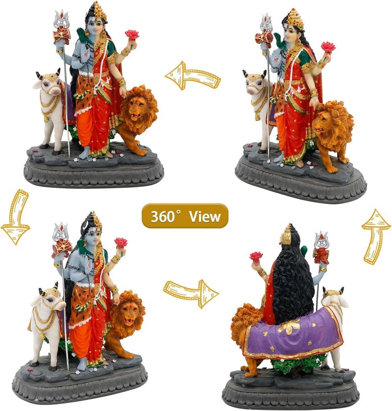 alikiki تمثال Alikiki Hindu Shiva Shakti - 6.5 بوصة ارتفاع Indian God Idol Lord Shiva Murti Item Home Office Temple Mandir Shrine Altar Pooja Decor India Diwali Puja هدايا للأصدقاء الأقارب - Image 2
