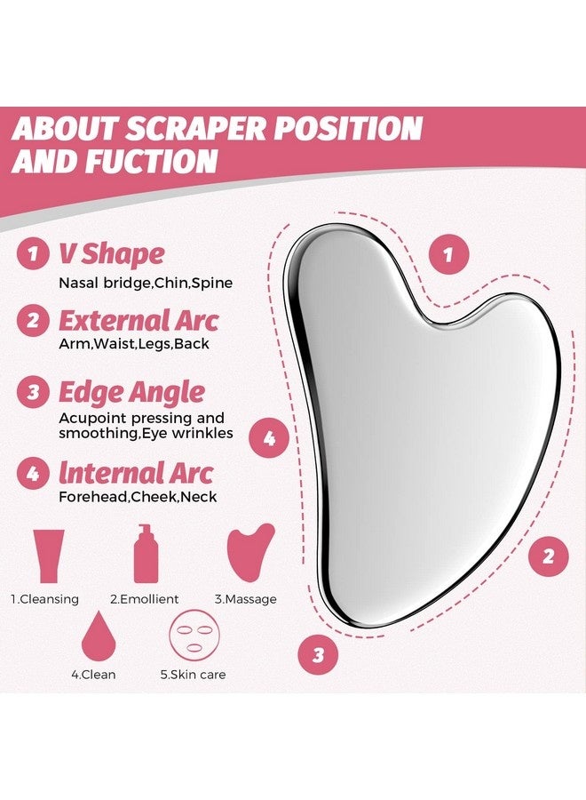 Beauenty Gua Sha Facial Tool, Stainless Steel GuaSha Face Lift Massage Beauty Metal Skin Care Board Scraping Self Skincare Lymphatic Drainage Massager Lift Anti-Aging & Wrinkles Jawline Exerciser Tools - Image 5