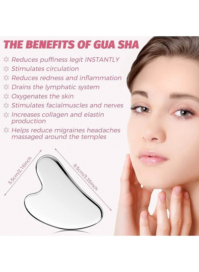 Beauenty Gua Sha Facial Tool, Stainless Steel GuaSha Face Lift Massage Beauty Metal Skin Care Board Scraping Self Skincare Lymphatic Drainage Massager Lift Anti-Aging & Wrinkles Jawline Exerciser Tools - Image 3