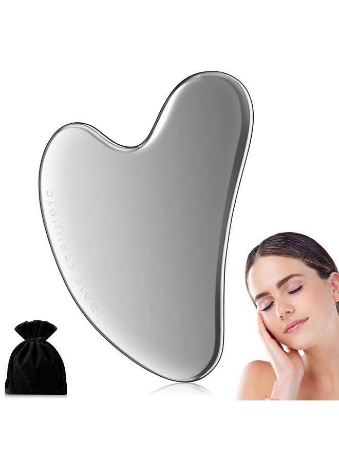 Beauenty Gua Sha Facial Tool, Stainless Steel GuaSha Face Lift Massage Beauty Metal Skin Care Board Scraping Self Skincare Lymphatic Drainage Massager Lift Anti-Aging & Wrinkles Jawline Exerciser Tools - Image 1
