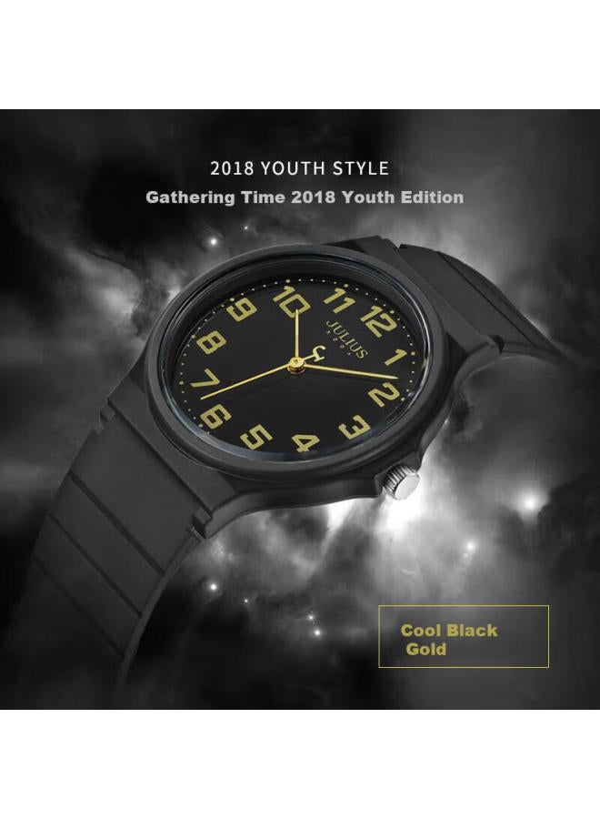 Julius Watch For Women, Korean Style, Youthful And Simple, Student Quartz Waterproof Watch For Men And Women, Unisex Watch, Black Ja-1055E - Image 3