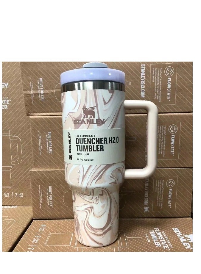 Stanley 2-Pack Quencher H2.0 FlowState 40oz Stainless Steel Vacuum Insulated Tumbler with Lid & Straw – Rose Quartz & Swirl | Leak-Resistant, Double-Walled Insulation Keeps Drinks Hot for 7 Hours, Cold for 11 Hours | Durable & Convenient for Coffee, Water, Smoothies, Iced Tea & On-the-Go Hydration - Image 2