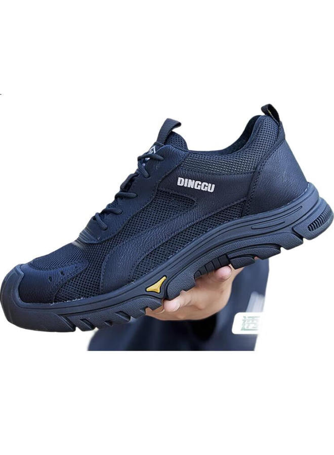 Dinggu Men'S Steel Toe Safety Shoes Anti-Smashing And Puncture-Proof Work Shoes For Men, Four Seasons, Model 1113, Black, Size W43 - Image 1