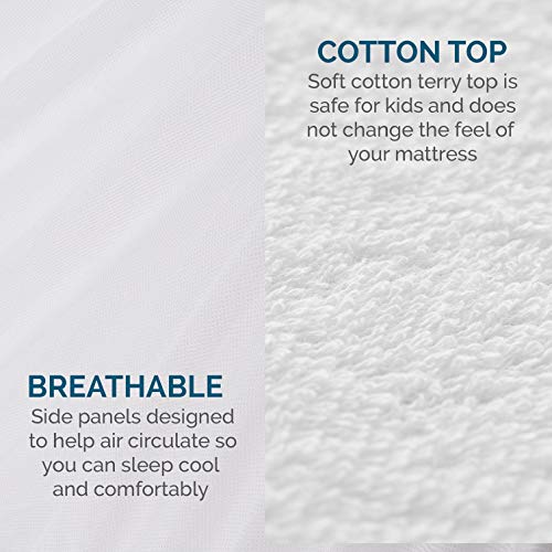 LUCID Premium Hypoallergenic 100% Waterproof Mattress Protector - Universal Fit, Cotton Terry Top, Full - Image 4