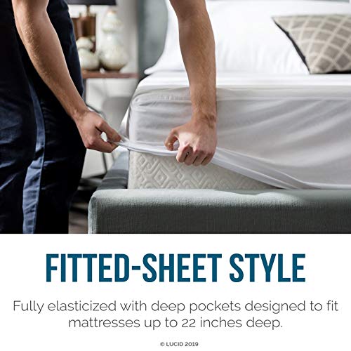 LUCID Premium Hypoallergenic 100% Waterproof Mattress Protector - Universal Fit, Cotton Terry Top, Full - Image 5