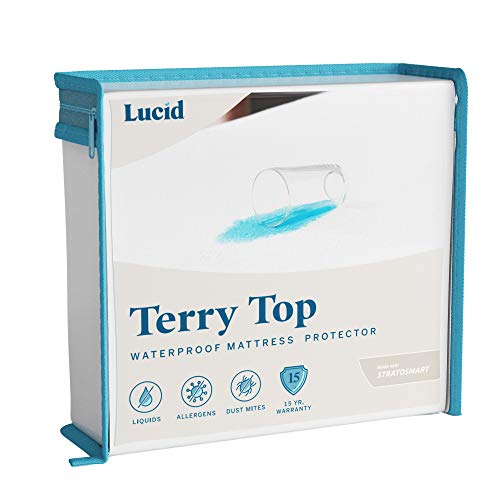 LUCID Premium Hypoallergenic 100% Waterproof Mattress Protector - Universal Fit, Cotton Terry Top, Full - Image 1