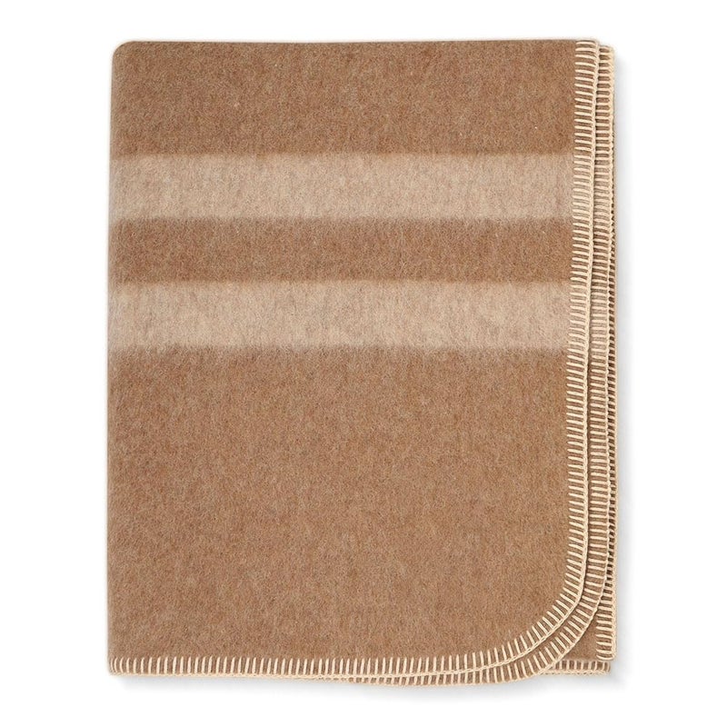 Alpaca Warehouse Thick Alpaca Wool Blanket Heavyweight for Camping or Indoors Soft Peruvian Alpaca Wool Blankets Desert Sand Beige Stripes Travel Size - Image 2