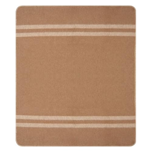 Alpaca Warehouse Thick Alpaca Wool Blanket Heavyweight for Camping or Indoors Soft Peruvian Alpaca Wool Blankets Desert Sand Beige Stripes Travel Size - Image 3