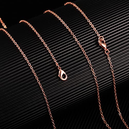 ALEXCRAFT Wholesale 12PCS Rose Gold Plated Solid Brass Chain Hypoallergenic Flat Cable Chains Link Bulk for Jewelry Making (20"(2.0MM)) - Image 2