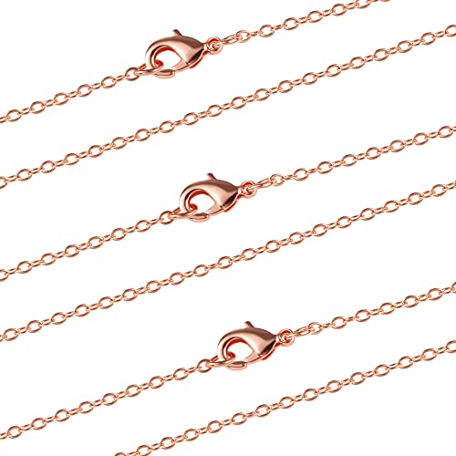 ALEXCRAFT Wholesale 12PCS Rose Gold Plated Solid Brass Chain Hypoallergenic Flat Cable Chains Link Bulk for Jewelry Making (20"(2.0MM)) - Image 1