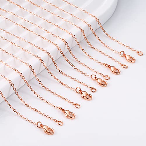 ALEXCRAFT Wholesale 12PCS Rose Gold Plated Solid Brass Chain Hypoallergenic Flat Cable Chains Link Bulk for Jewelry Making (20"(2.0MM)) - Image 4