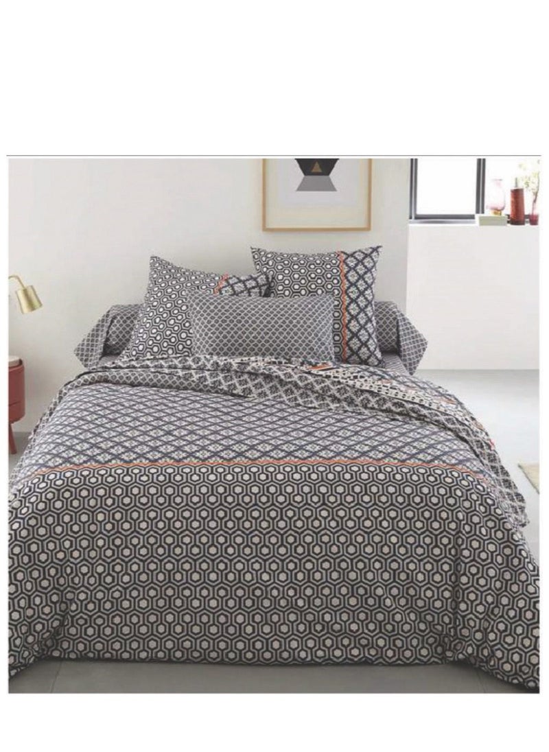 Home-Tex Design 3-Pcs Reversible Hometex Design 100% Cotton King Size Printed Duvet Cover Set 1 Duvet Cover 240x200 cm + 2 Pillow Covers 50x80 cm  - Image 1