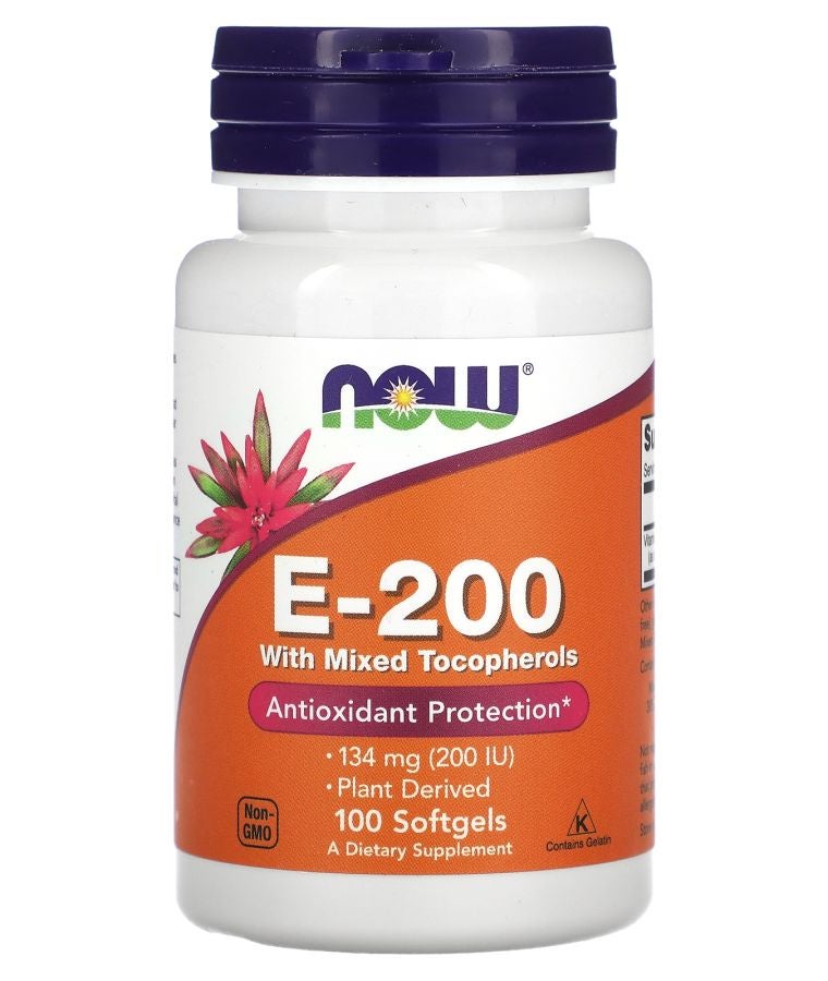 now E-200 with Mixed Tocopherols 134 mg (200 IU) 100 Softgels
