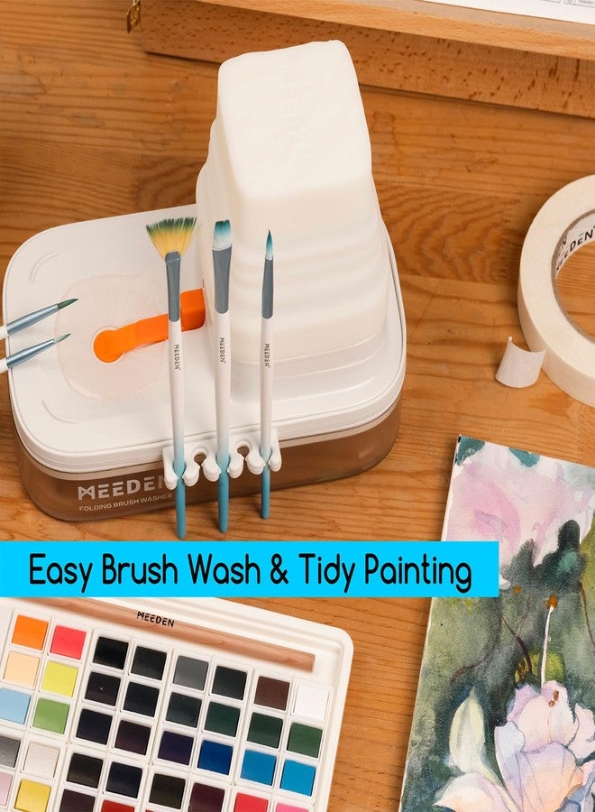 MEEDEN Portable Paint Brush Cleaner: Paint Brush Rinser with Drain for Acrylic, Watercolor & Water-Based Paints - 5-Slot Silicone Brush Washer & Holder, White - Image 5