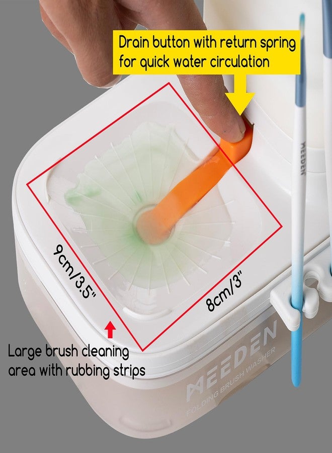 MEEDEN Portable Paint Brush Cleaner: Paint Brush Rinser with Drain for Acrylic, Watercolor & Water-Based Paints - 5-Slot Silicone Brush Washer & Holder, White - Image 4