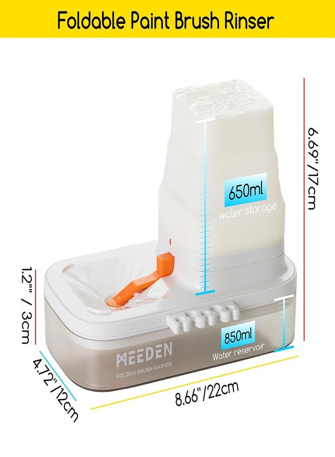 MEEDEN Portable Paint Brush Cleaner: Paint Brush Rinser with Drain for Acrylic, Watercolor & Water-Based Paints - 5-Slot Silicone Brush Washer & Holder, White - Image 2