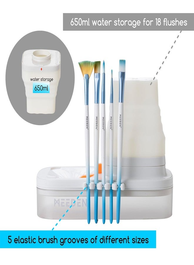 MEEDEN Portable Paint Brush Cleaner: Paint Brush Rinser with Drain for Acrylic, Watercolor & Water-Based Paints - 5-Slot Silicone Brush Washer & Holder, White - Image 3