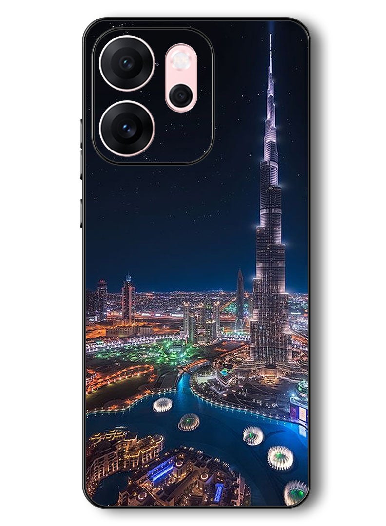 Theodor Case Compatible with Oppo Reno 14 F 6.57 Inch Protection Shockproof Bumper Cover Burj Khalifa Night View - Image 1