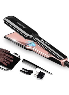 DORISILK DORISILK 500 Degree High Temp Professional Hair Straightenr  Ceramic Wide Flat Iron 2 in 1 Hair Straightener and CurlerPlasma Flat Iron Hair Straightener Get FrizzFree and Shiny 500FW1 