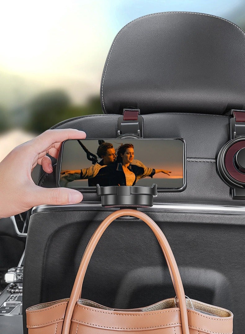 Car Cup Holder with Phone Holder and Car Purse Hook,3 in 1 Car Seat Hooks for Car Seat Organizer,Headrest Hooks for Car,Behind Over The Seat Hook Hang Bags,Cups and Phone - Image 5