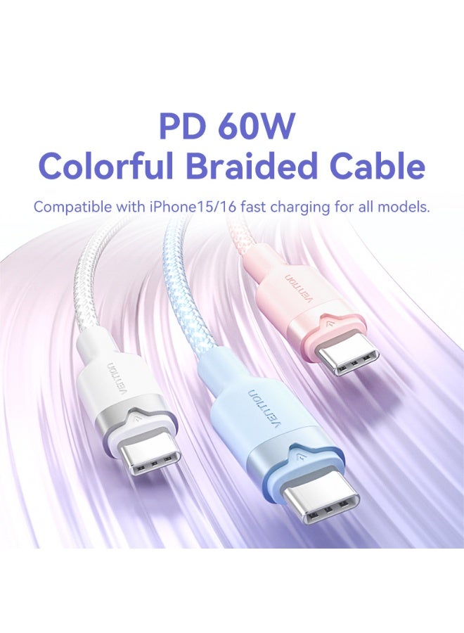 VENTION USB 2.0 Type-C Male to Type-C Male 3A Cable Pink Aluminum Alloy Type Model# TRDPF - Image 2