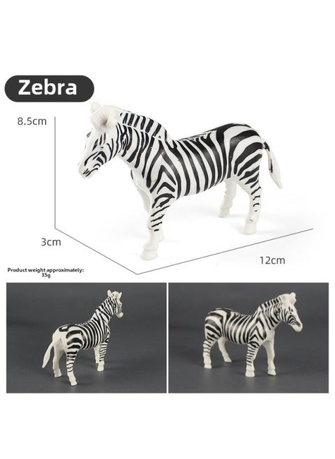 Children's Simulation Wild Animal Toy Hippo Rhino Camel Elephant Panda Model Hand-made Scene Ornament Set-Color:X-109 Zebra