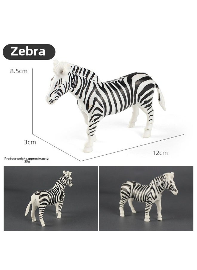 null - Children's Simulation Wild Animal Toy Hippo Rhino Camel Elephant Panda Model Hand-made Scene Ornament Set-Color:X-109 Zebra - Image 1