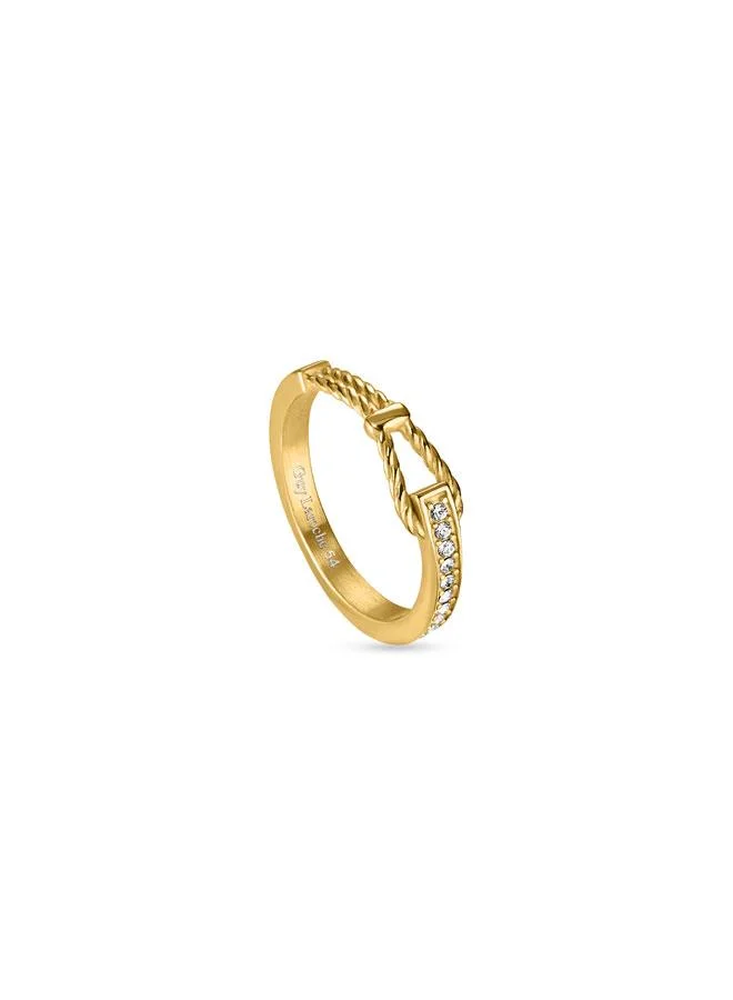 غاي لاروش Eleonore Yellow Gold Plated Stainless Steel Ring for Women, 54