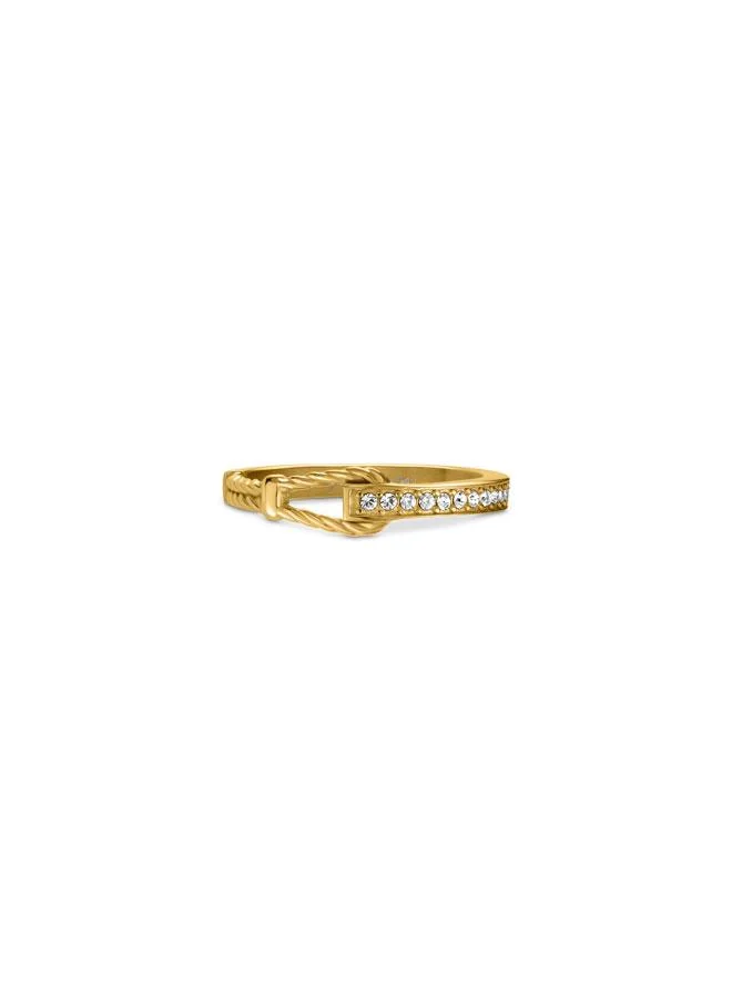 غاي لاروش Eleonore Yellow Gold Plated Stainless Steel Ring for Women, 54