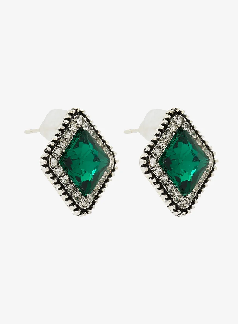خزانة Emerald Detail Stud Earrings