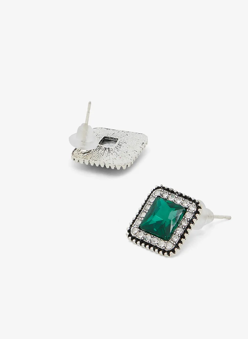 خزانة Emerald Detail Stud Earrings