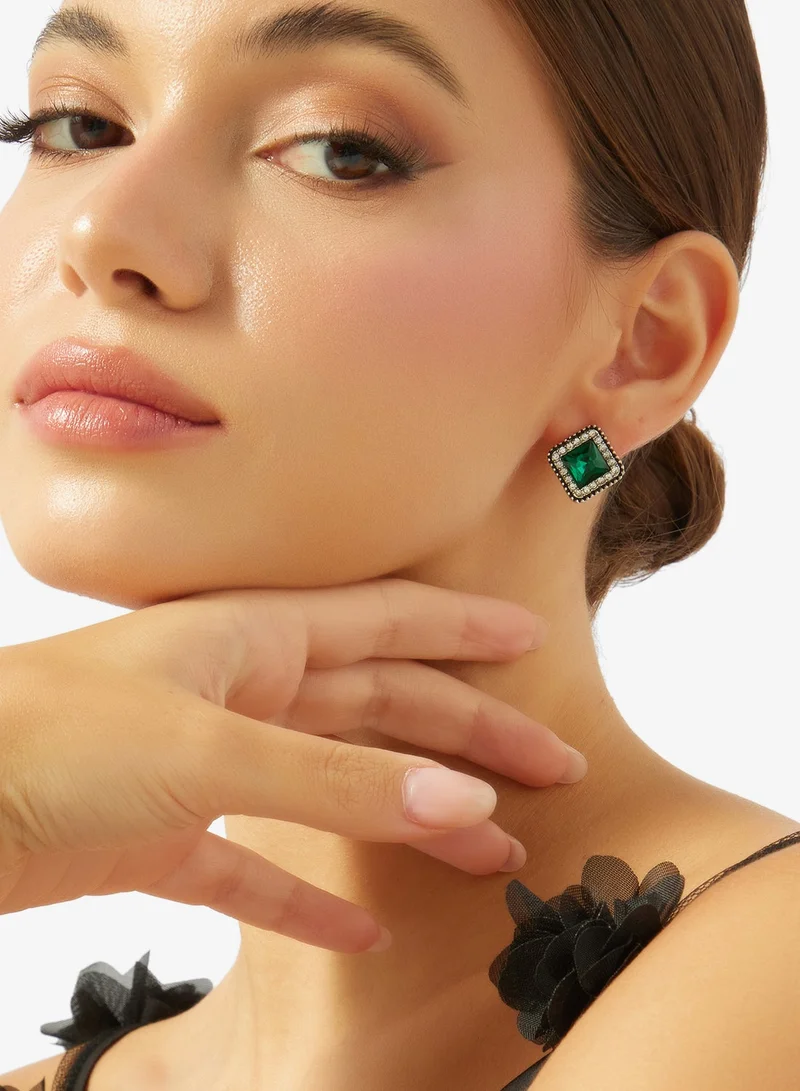 Khizana Emerald Detail Stud Earrings