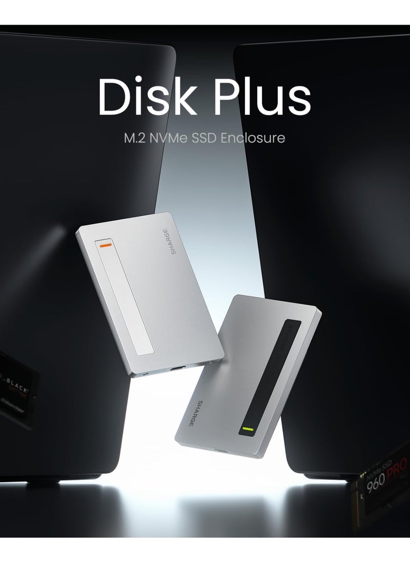SHARGE - Sharge Disk Plus SSD Enclosure M.2 2280 NVMe, World's Thinnest 0.24" Enclosure 10Gbps USB C 3.2 Gen2, Aluminum Support up to 4TB(2230/2242 /2280 SSDs) for MacBook, iPhone 16 (SSD not Included) - Image 1